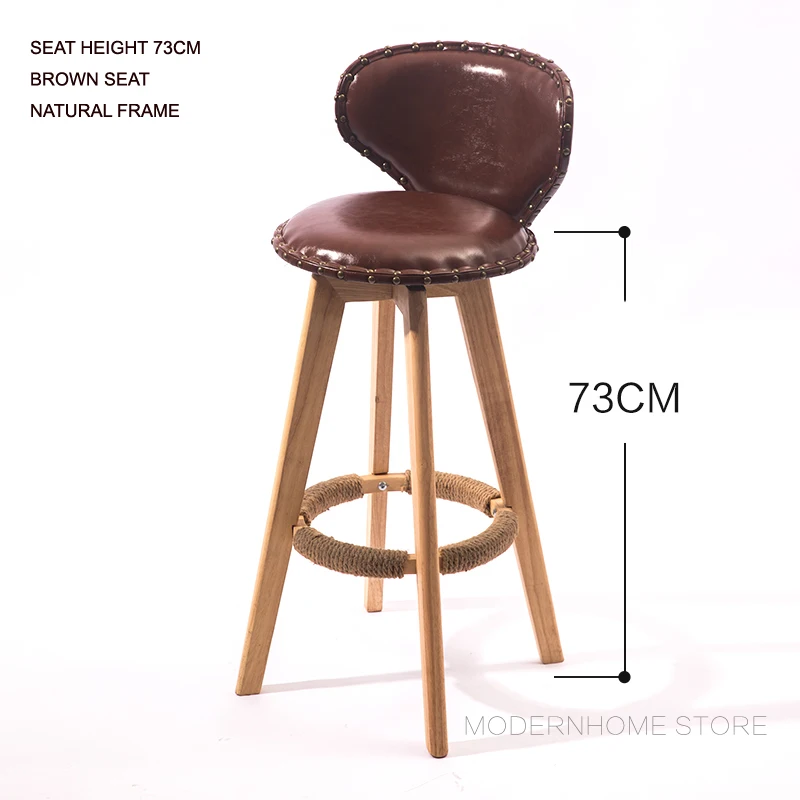 ST73 BROWN ST NATR Современный классический Модный популярный Лофт скандинавского дизайна твердой древесины pu кожа мягкая крышка сиденья барный стул 1 шт - Цвет: ST73 BROWN ST NATR