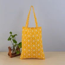 Новая Экологичная хозяйственная сумка Экологичная многоразовая складная сумка женская повседневная клетчатая льняная хлопковая холщовая хозяйственная сумка через плечо