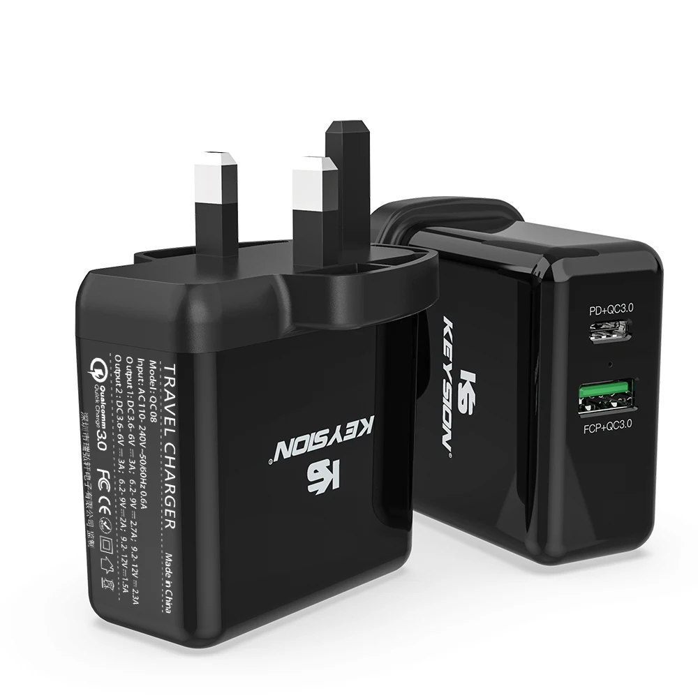 Великобритания KEYSION 2 Порты и разъёмы USB C PD быстрая Зарядное устройство для iPhone 11 Pro Max XR XS 36W быстрое зарядное устройство Charge3.0 настенный usb-адаптер Зарядное устройство для samsung Xiaomi Redmi - Тип штекера: Великобритания