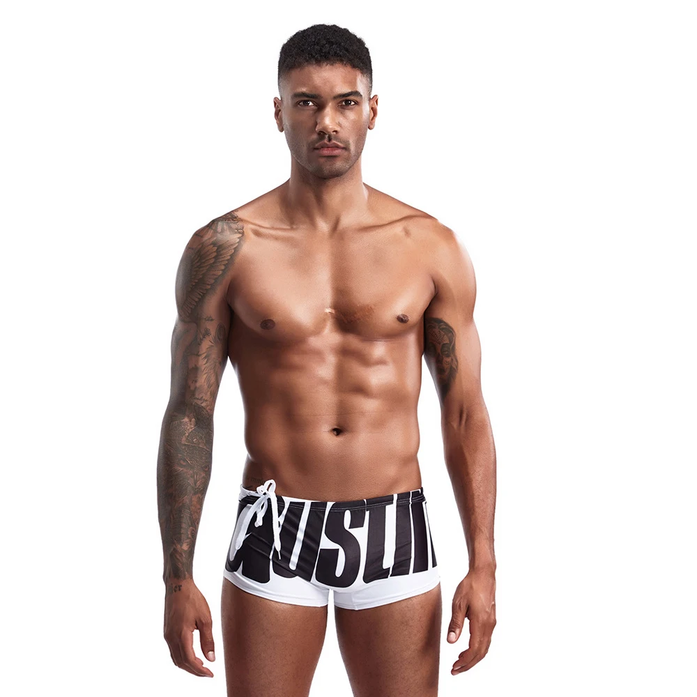 

Men's Printed Swimming Trunks New Style Swimsuit Shorts Men Holiday Swimwear Men Drawstring Fake Shorts Swimming Square Shorts