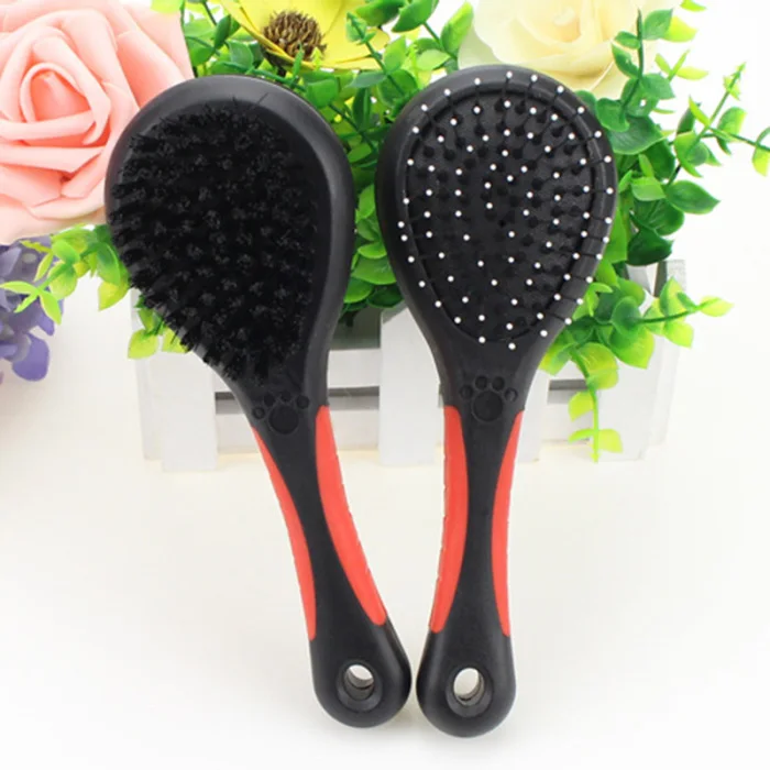 Double Sided Dog Pin Bristle Brush Pet Shedding Dirt Hair Remover Grooming Comb for Cats Dogs SLC88