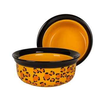 

Creative Ceramics Handmade Color Drawing 6-Inch Leopord Pattern Dog Bowl Doggie Bowl Pet Tableware Bowl