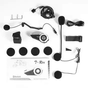 

T-Rex Full Duplex Motorcycle Group Talk System 1500M 8-Way BT Interphone FM Radio Helmet Intercom Headset