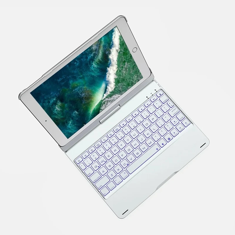 F180 Wireless Bt Keyboard 360 Degree Rotating Portable Foldable Stand Protective Cover Holder Colorful Backlight Keypad For Ipad