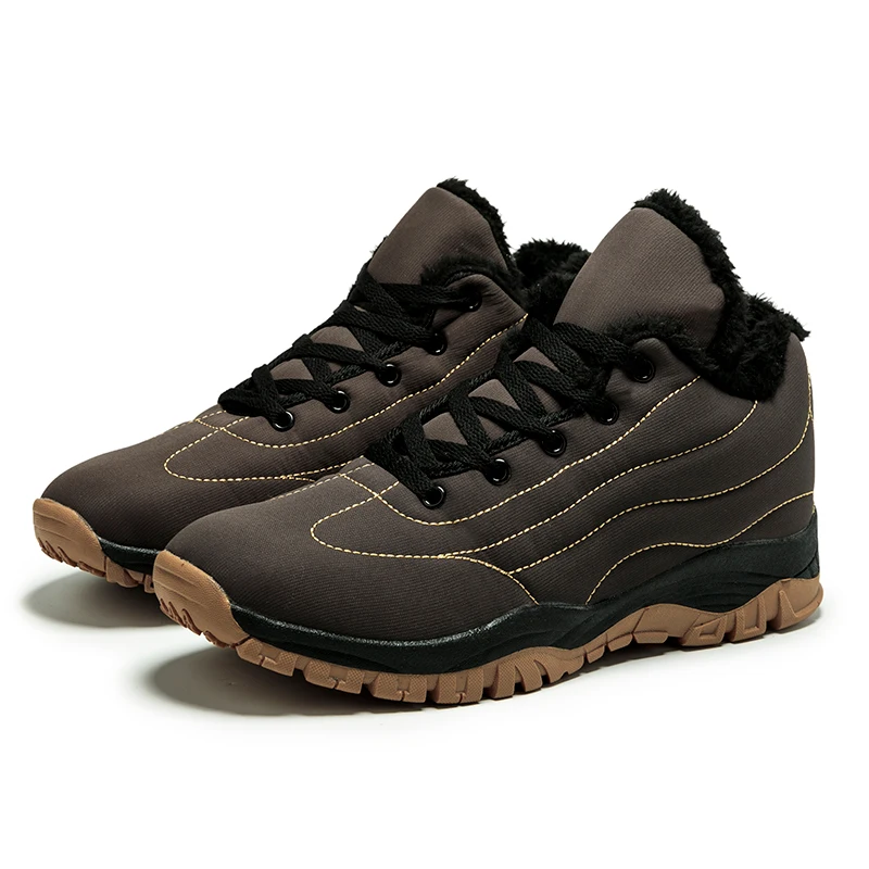 Super Warm Men Boots Waterproof Rubber Snow Boots England Retro Ankle Boots High Top Men Winter Shoes Big Size 35-46