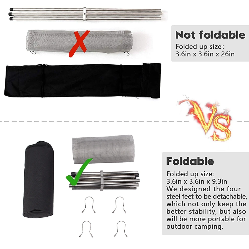 Outdoor Bonfire Campfire Grill Pits Fire Burning Frame Heating Camping Wood Stove Stand BBQ Net Rack Firewood Charcoal Heater L