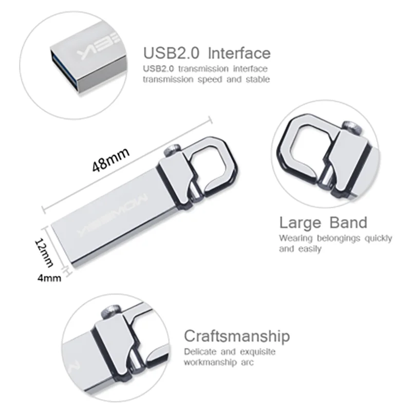 Moweek металлический USB флеш-накопитель объемом 64 ГБ, реальная емкость 32 ГБ, 16 ГБ, 8 ГБ, 4 Гб, флеш-накопитель, быстрая скорость, usb 2,0, флешка, карта памяти, u-диск