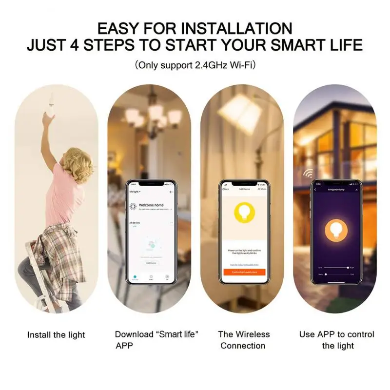 WiFi Smart Light Bulb LED Lamp App Operate Assistant Voice Control Wake up Smart Lamp Night Light..