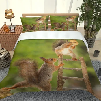 

2020 Hot Style Bedding Set 3d Digital Squirrels Pattern 2/3pcs Duvet Cover Set Single Twin Double Full Queen King Bedding