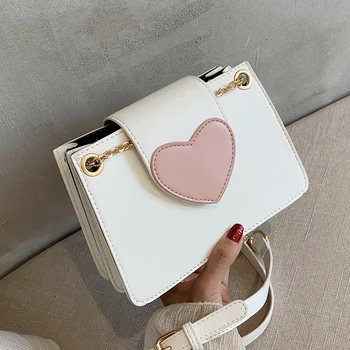 

PU Leather Heart Shape Crossbody Flap Bags for Women 2020 Elegant Shoulder Handbags Female Lady Cross Body Bag
