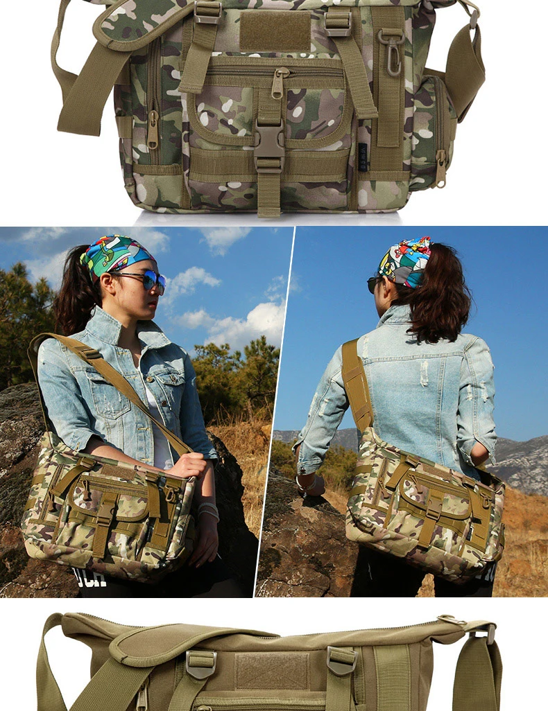 Camuflagem ao ar Bolsa de Ombro Único à Prova Livre Dnylon Água Náilon Portátil Lazer Esporte Bolsa Crossbar Exército Táticas Caminhadas Mochila 7 Mochilas escal.