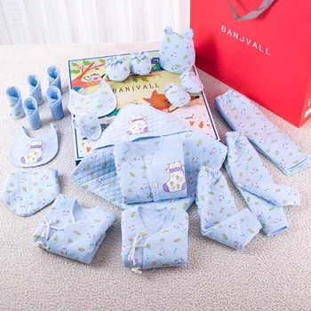 

100% Cotton 0-3 Months Baby Suit Clothes Newborn 21 Piece Winter baby Boy Setwarm Long Sleeve Shirt Pants