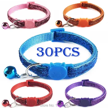 

30pcs Lovely Adjustable Collar Rhinestone Printed fashion Style Pet Cat Harness Bling Puppy Dog Kitten Walking Harness Leash