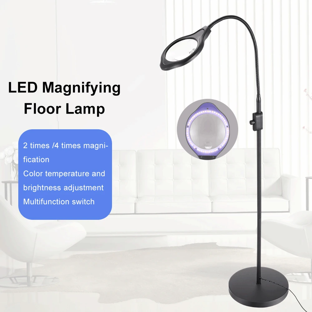 

MAMEN Flexible 2X-4X LED Magnifying Glass Floor Lamp USB Magnifier For Reading Rework Soldering Jewelry Magnifier Skin Care