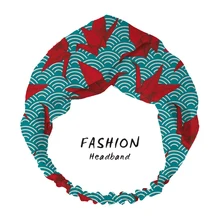 

2021 Women Hair Accessories Bandanas Headbands Red Origami Birds Print Turban HairBands Head Women Hair Bands Scrunchies
