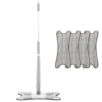 

Kitchen Office Hand Free Wash Cleaning Tool Easy Wringing Sweeper 360 Rotation Flat Floor Mop Household With 4 Microfiber Pads
