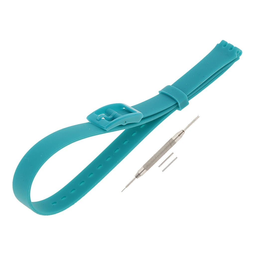 Soft Waterproof Silicone Rubber Watch Strap Replace 12mm Width for Swatch