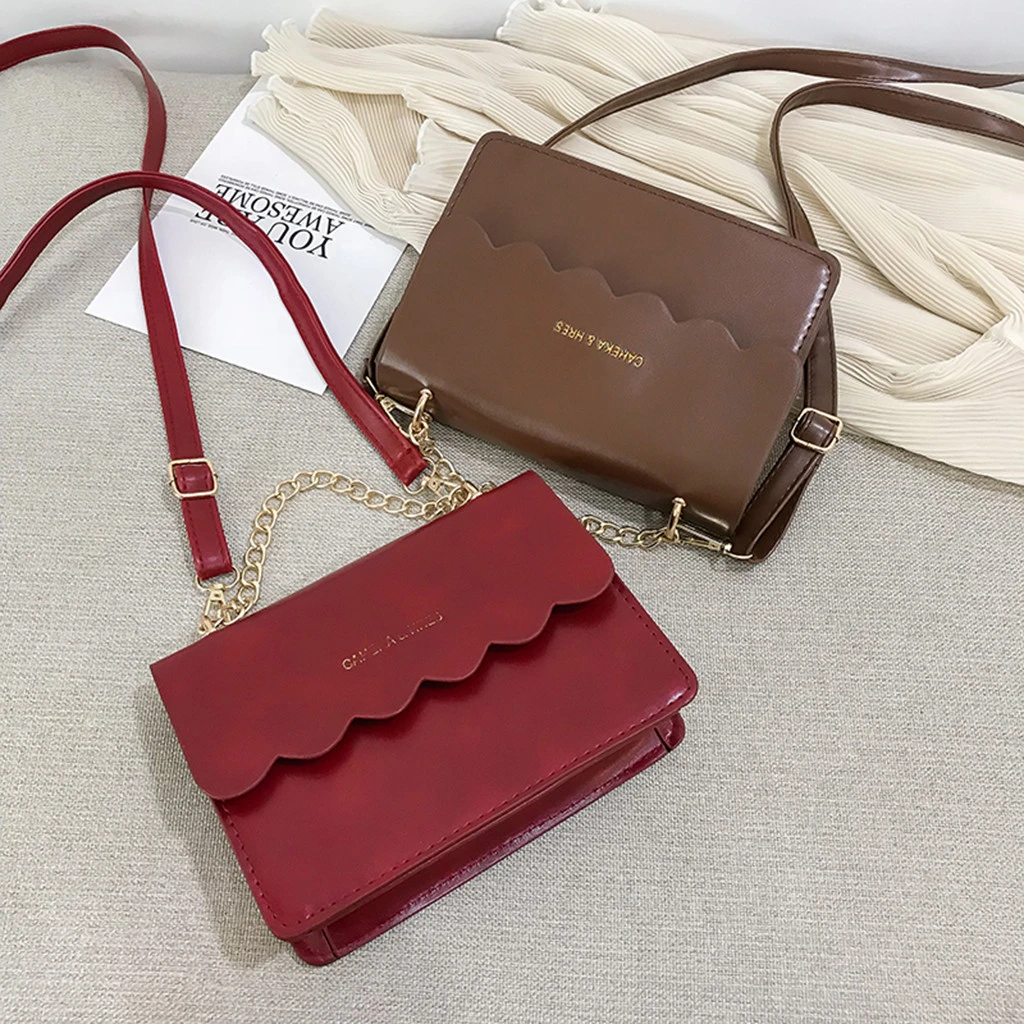 Simple Flap Shoulder Fashion Women Bag Leather Bags Girls Pure Color Mini Messenger Chest Cross Body Handbags Bolsa Feminina 820