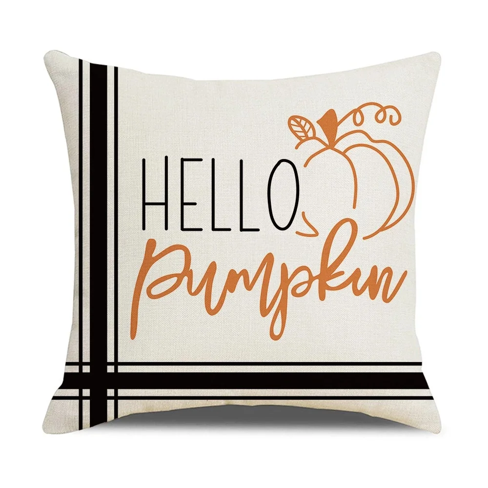 Fall Pumpkin Cushion Covers 18x18 Inch Farmhouse Decor Thanksgiving Buffalo Check Linen Throw Pillow Covers Happy Thanksgiving Fall Pumpkin Cushion Covers 18x18 Inch Farmhouse Decor Thanksgiving Buffalo Check Linen Throw Pillow Covers Happy Thanksgiving