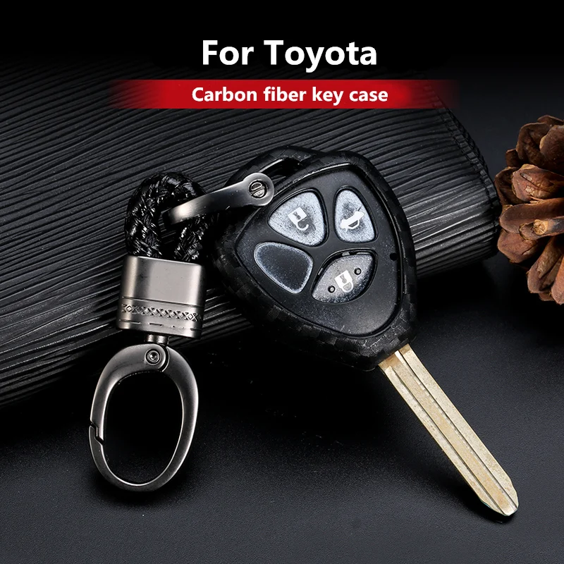 Новинка 2019 чехол для ключей из углеродного волокна с силикагелем Toyota Corolla HiluxYarisRav4