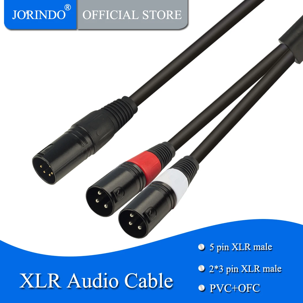 Jorinдо 0 5 м/футов контактный XLR к 2 3 одноточечный Двухканальный аудио кабель штекер