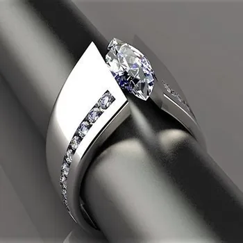 

Unique Fashion Horse Eye Zircon Stone Inlay Silver Color Woman Rings High Quality Polishing Wedding Engagement Ring for Female