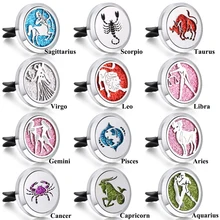 12 созвездий автомобильный воздушный зажим для Освежителя вентиляционное отверстие Знак зодиака 316L Нержавеющая сталь Авто Автомобильный парфюмерный диффузор Висячие подарки