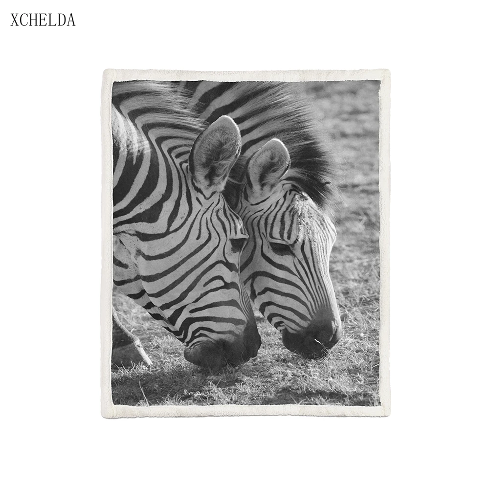 

Zebra Microfiber Fabric Throw Blankets Sherpa Fashion Animal Print Weighted Fuzzy Blanket for Bed Sofa Couch Home Textiles