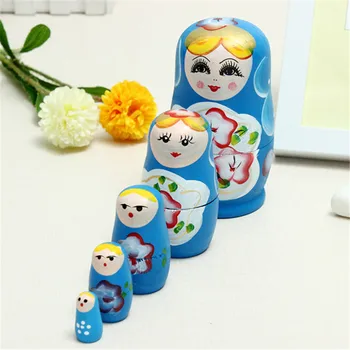 

5PCS/Set Lovely Matryoshka Wooden Dolls Nesting Babushka Russian Hand Paint for Kids Christmas Toys Gifts dolls for kids