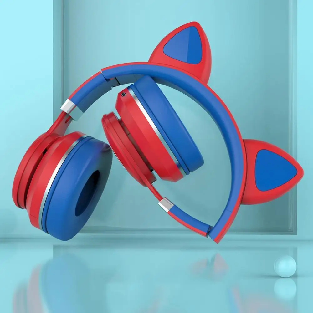 Bluetooth 5 0 Earphone LED Cat Ear Stereo Headphones Kids Mic Plug TF With 3 5mm Headset Young Card People Support V0Y5