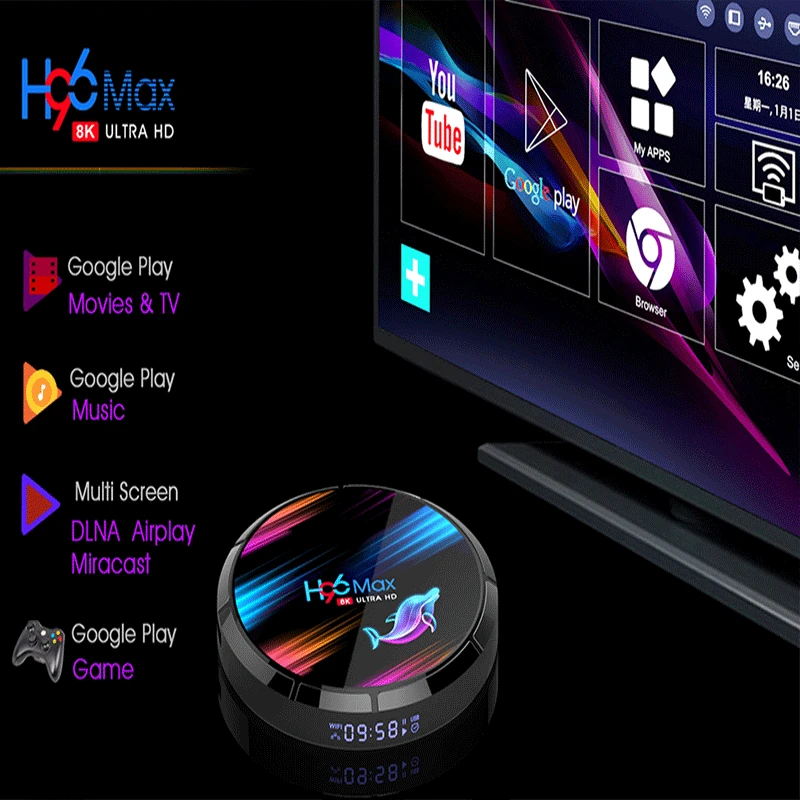 H96 MAX X3 Android TV Box Android 9.0 4GB DDR3 32 to 128GB S905X3 H.265 8K Google Store Netflix Youtube Smart TV box