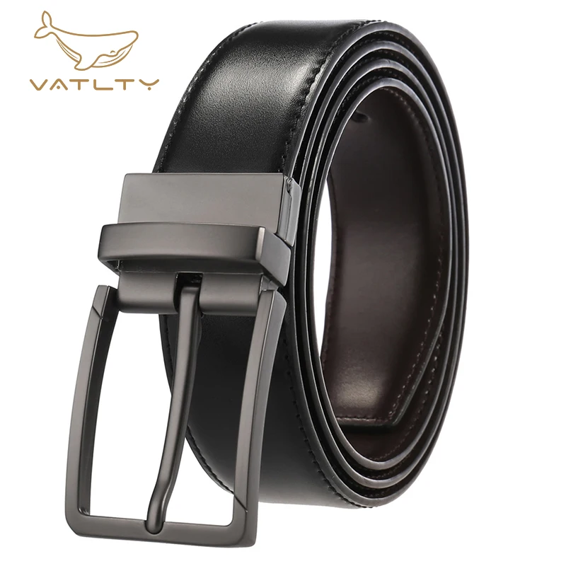 

VATLTY official authentic casual business leather belt hard metal rotating buckle men's belt natural cowhide belt for men