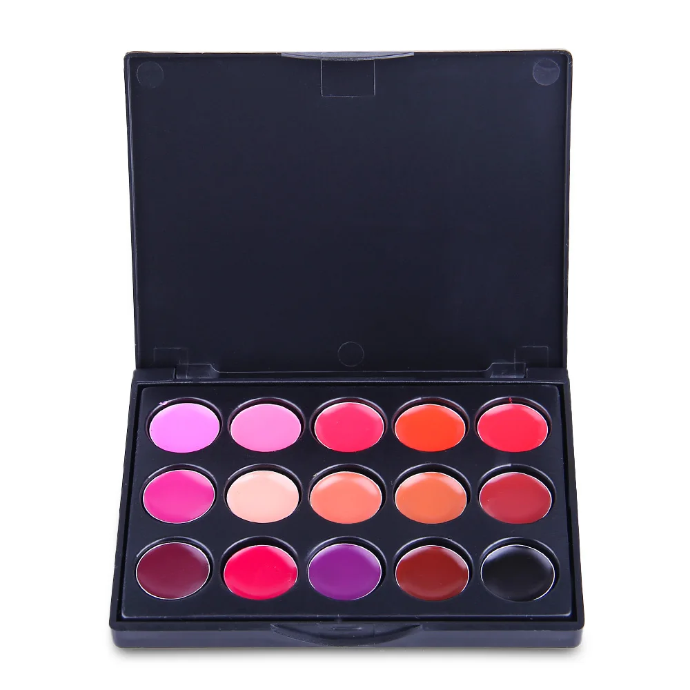 Lip Gloss Palette POPFEEL 15 цветов длительная палитра блеска для губ матовая антипригарная чашка губная помада набор для макияжа набор кисточек для макияжа телесная помада Косметика 50 г - Цвет: Lip Gloss Palette