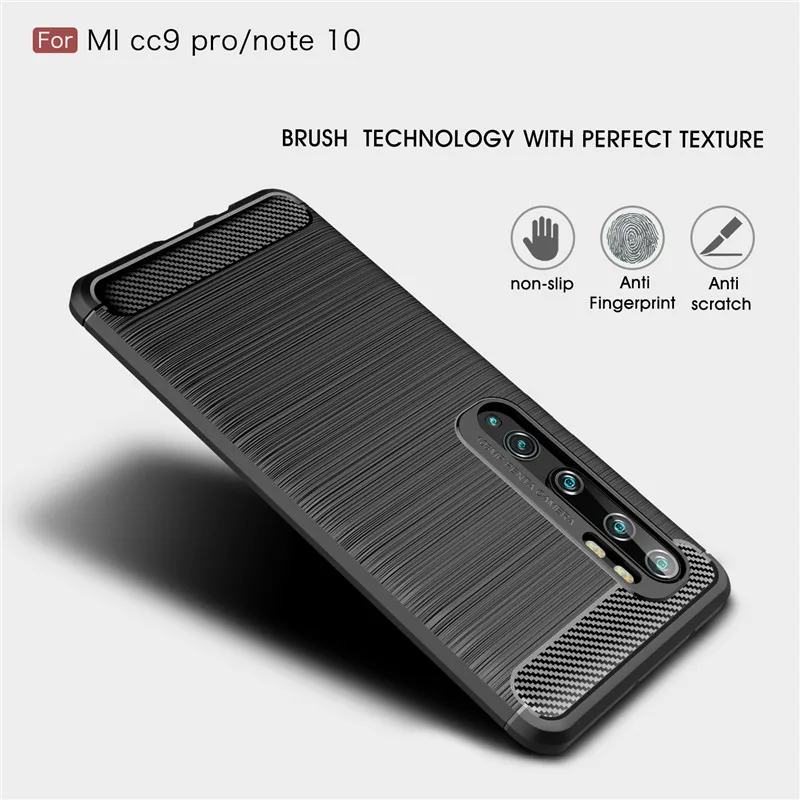 

For Xiaomi Mi CC9 CC 9 Pro Case Silicone Carbon Fiber Shockproof Cover Phone Cases for Redmi Note 10 Pro Coque Capa