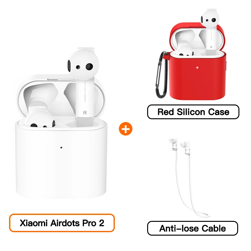 Xiaomi Airdots Pro 2 Air 2 Mi True Wireless Earphone 2 TWS Bluetooth Headset 2 Smart Voice Control LHDC Tap Control Dual MIC EN - Цвет: add Red Case