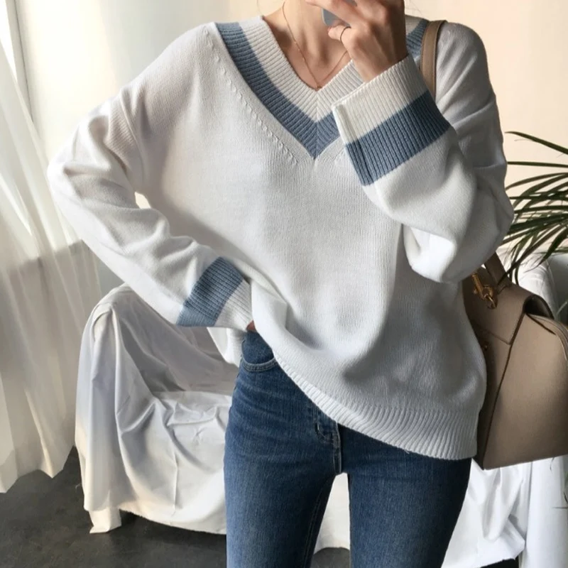 Pull Femme Nouveaute 2019 Autumn Winter Women Pullovers Sweater Oversize Knitting Loose Elegant Casual Solid Minimalist Jumper | Женская