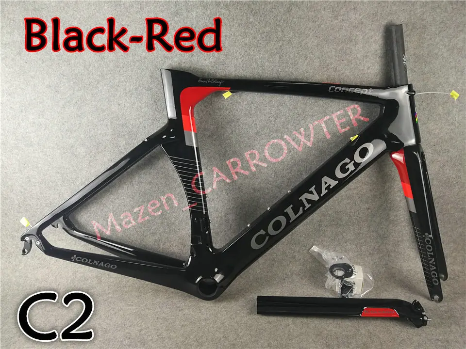 Just C2 Черный, красный UD Colnago концепция карбоновые шоссейные рамы+ руль+ седло+ флягодержатель 50 мм карбоновые колеса с Новатек A271 концентраторы - Цвет: Just C2