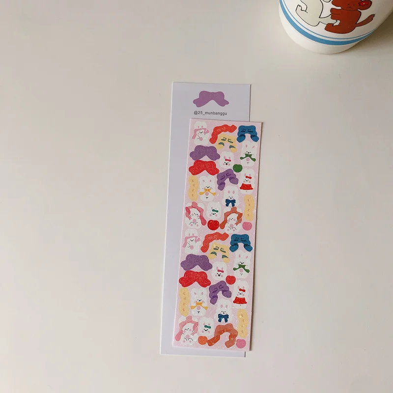 1Pc Ins Hot Kawaii Bear Bunny Stickers Scrapbooking Decorative Cute Sticker Korean DIY Diary Album Stick Label School Stationery