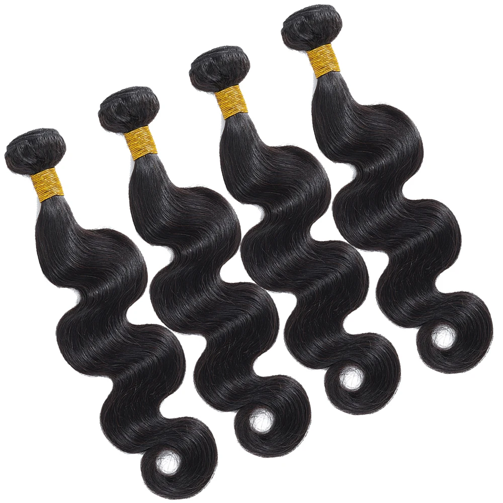 Brazilian Hair Body Wave Human Hair Weave Bundles Non Remy Hair Extensions Natural Color 3/4 Bundle Deals Double Machine Weft