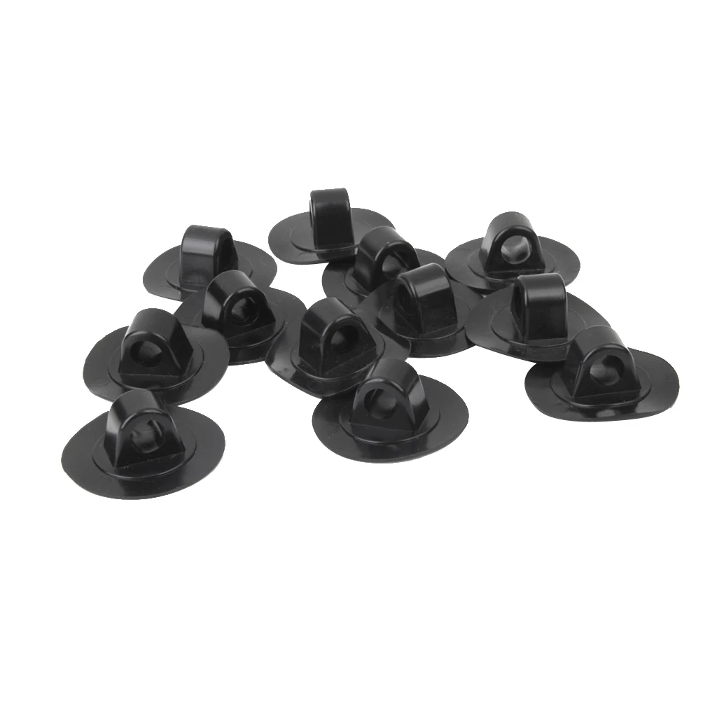 MagiDeal PVC 12Pcs Marine Small Rope Mount Clip Hook Buckle for Boat Kayak Canoe Black Flatable Fishing Rafting Dinghy Yacht
