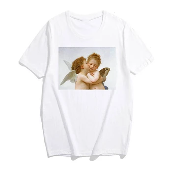 

Fashion Kawai Vintage Angel T-shirt Women Harajuku Punk Aesthetic Tumblr Plus Size Cotton Short Sleeve Clothes Tee Shirt Femme