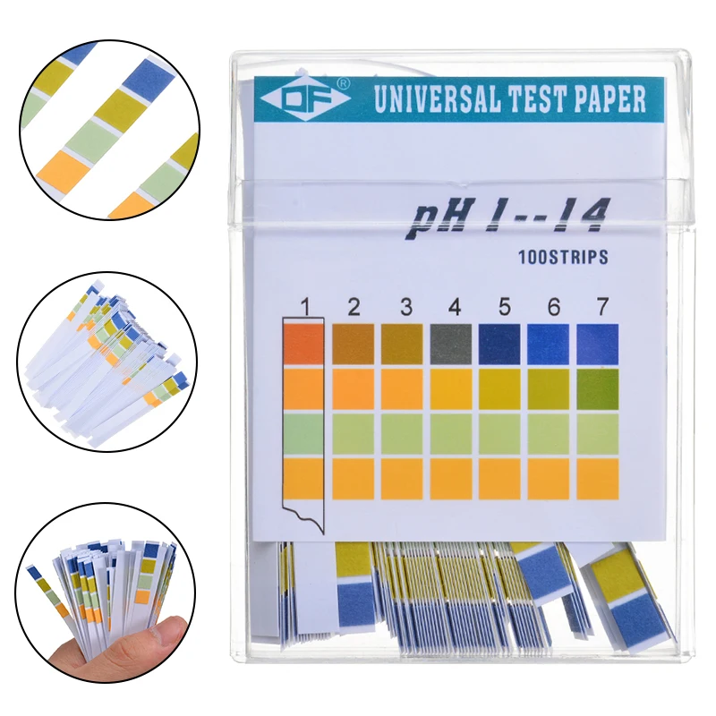 

100 Strips 1-14 PH Test Strip Alkaline Acid Indicator Paper Mayitr Universal Lab Test Paper For Liquid Water Soil Testing