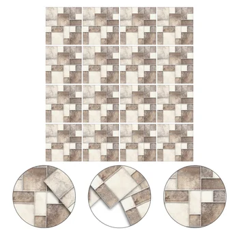 

18pcs Glass Mosaic Tile Sticker Stereo Art Wall Sticker Waterproof Wall Paste