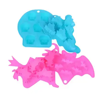 

4pcs Halloween 3D Silicone Mold Witch Bone Ghost Bat Cute Baking Cake Mould Soap Molds Cake