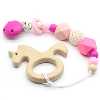

Baby Wood Ball Pacifier Chain Small Octagonal Pacifier Chain Anti-bite Toy For Nipples Children Pacifier With Anti-drop Rope