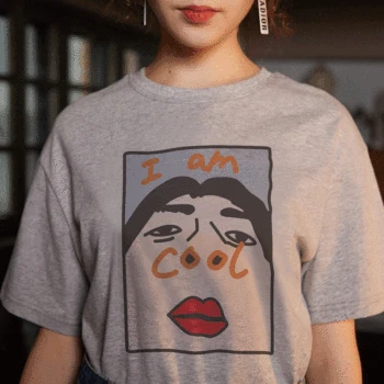 

Gray Women T Shirt Funny I Am Cool Vogue T-shirt Vintage Cartoon Print Aesthetic Casual Short Sleeve Harajuku Tshirt Women Tops