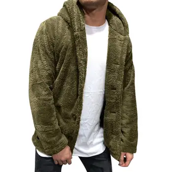 

Hot Winter Warm Men Winter Thick Hoodies Fluffy Fleece Fur Jacket Hooded Coat Outerwear Long Sleeve Cardigans Men Warm Coat