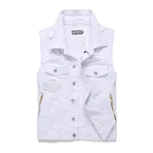 New Style Men's Denim Vest Waistcoat Fashion Man Washing White Cowboy Casual Versatile Cowboy Clothes