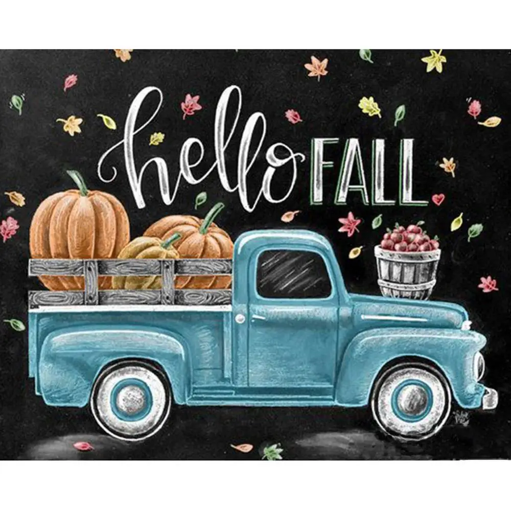 Diamond-Painting-Round-Drill-5D-Set-Cross-Stitch-Blue-Car-Pumpkin-Embroidery-Art-Home-Decor-Art