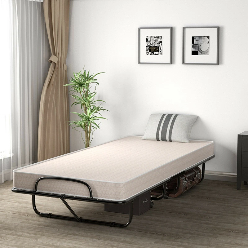 

Simple Modern Design Rollaway Guest Bed Powder Coated Durable Steel Frame Smooth Rolling Wheels Saving Space Folding Beds